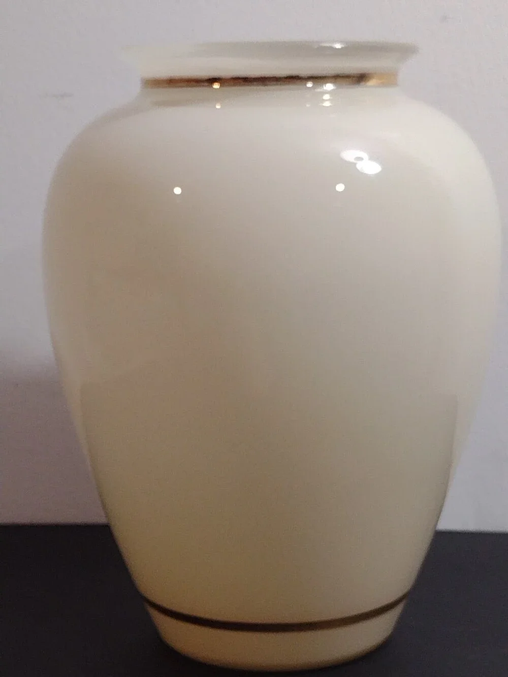 Anchor Hocking Cream Vase with Blue Birds and Pink Blossoms